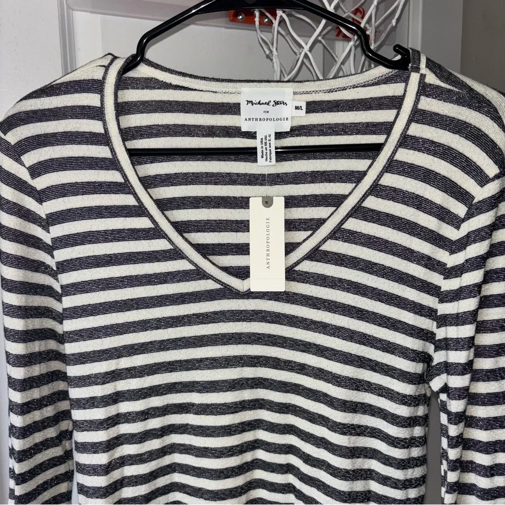Anthropologie x Michael Stars Made in USA Knit Striped Long Sleeve Sise M / L - Picture 4 of 8